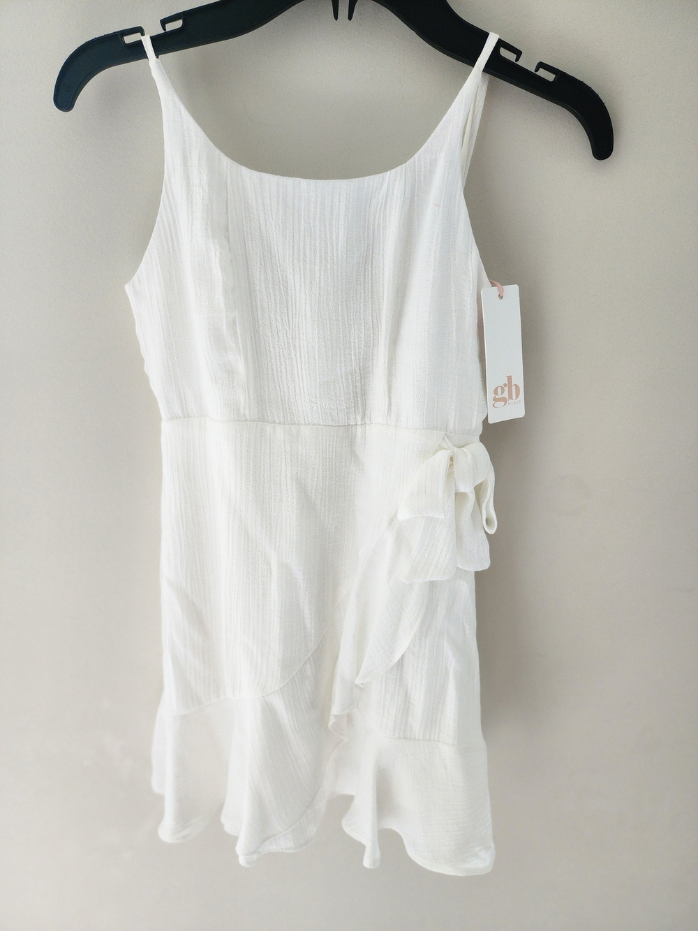 Gianni Bini White Ruffle-Detail Spaghetti Strap Dress